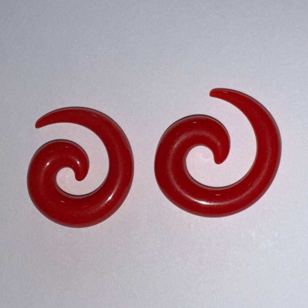 Red 0 Gauge Uv Acrylic Curls